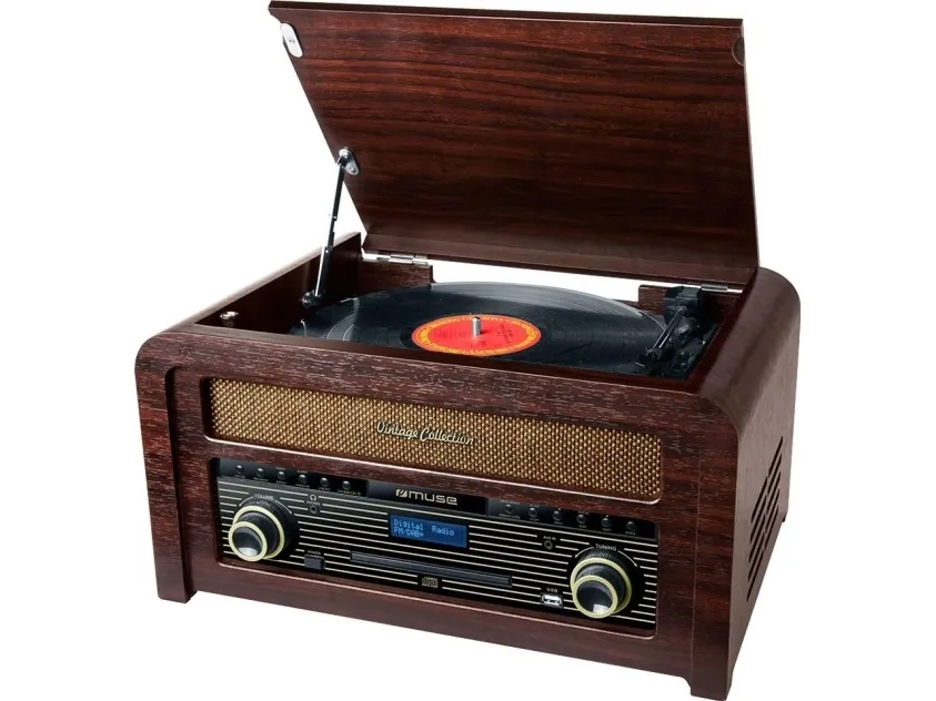 Muse MT-115 DAB, Direct drev pladespiller, Semi-automatisk, Sort, Træ, Træ, 45 rpm, 33,45,78 rpm