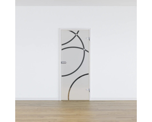 Pertura glazen deur complete set Glera Loop 02 584x2097x8 mm rechts incl. beslag Jonte Studio niet-vergrendelbaar