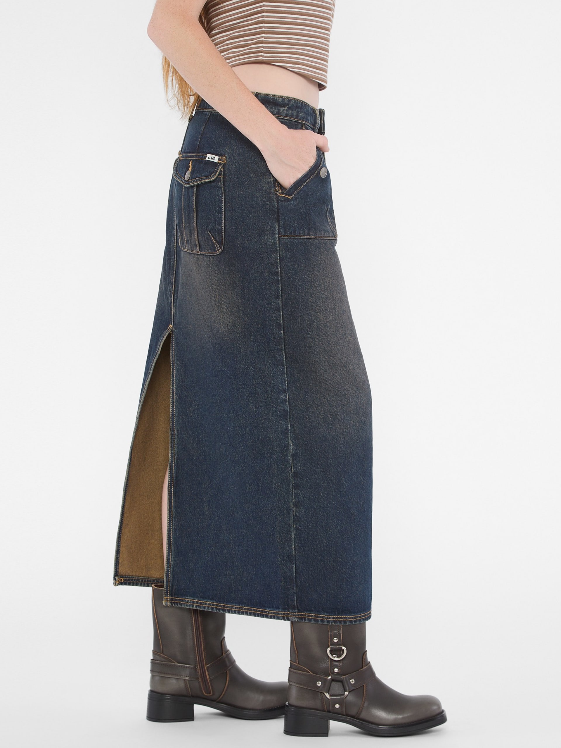 Saia jeans com fenda nas costas da GUESS Originals