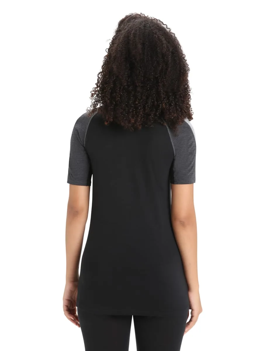 Icebreaker Women's 125 Zoneknit™ Short Sleeve Crewe Jet Heather/Black/Metro Heather/Cb