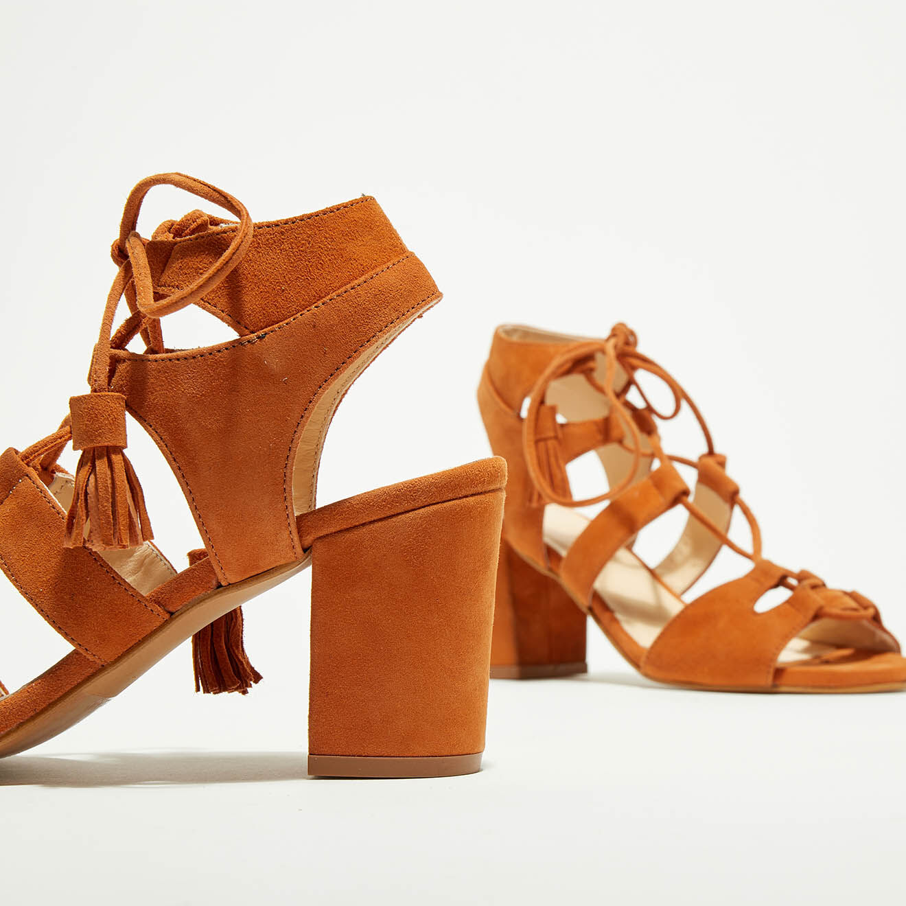 Anaki Sandales en Velours de Cuir Carilo brandy - Talon 8 cm