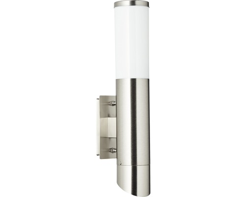 Buitenwandlamp up/down 2-lichts H 33,5 cm roestvrij staal/wit
