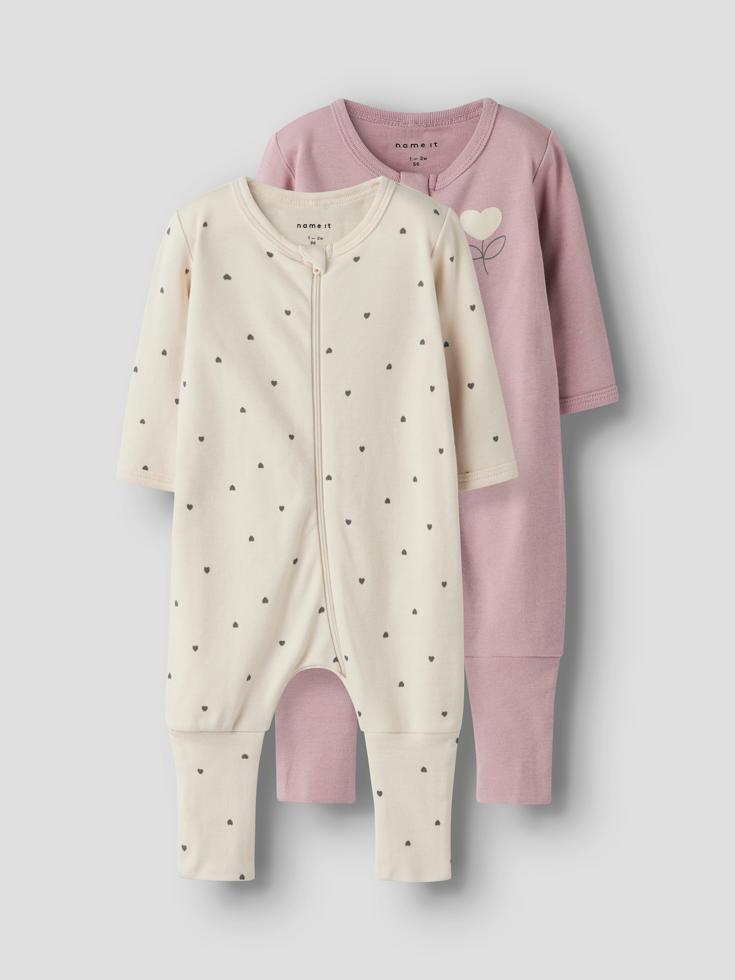 Name It Pyjama »NBFNIGHTSUIT 2P ZIP FF HEART NOOS« Packung, 2 Stk. tlg.,