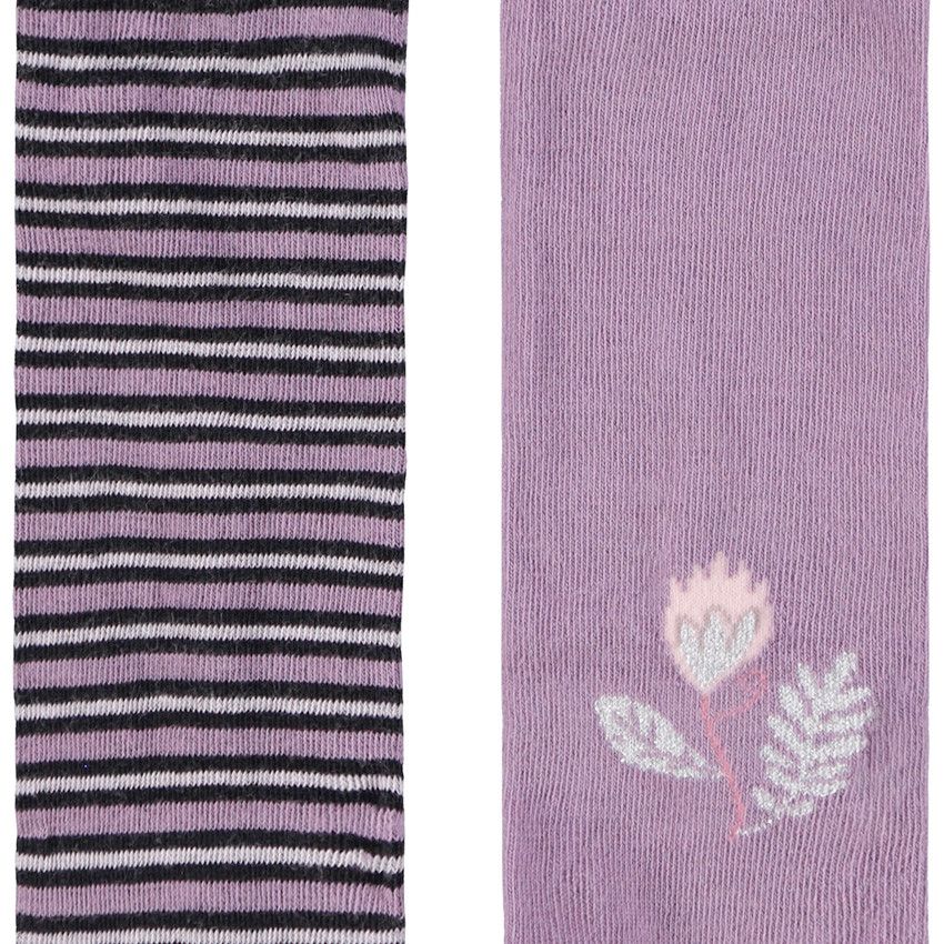 Lot de 2 collants épais en maille imprimé fantaisie pour fille - Rose
