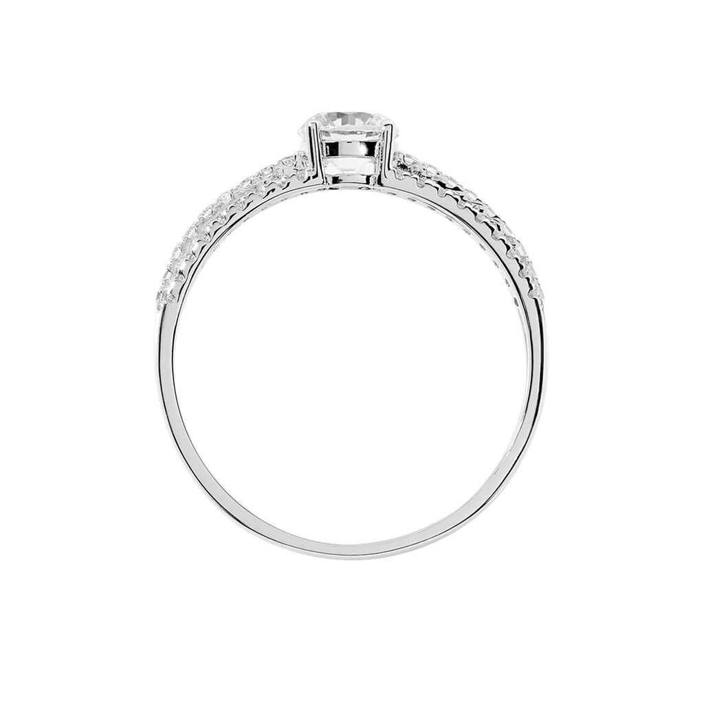 Bague Solitaire Ceridwen 3 Rangs Or Blanc Oxyde De Zirconium