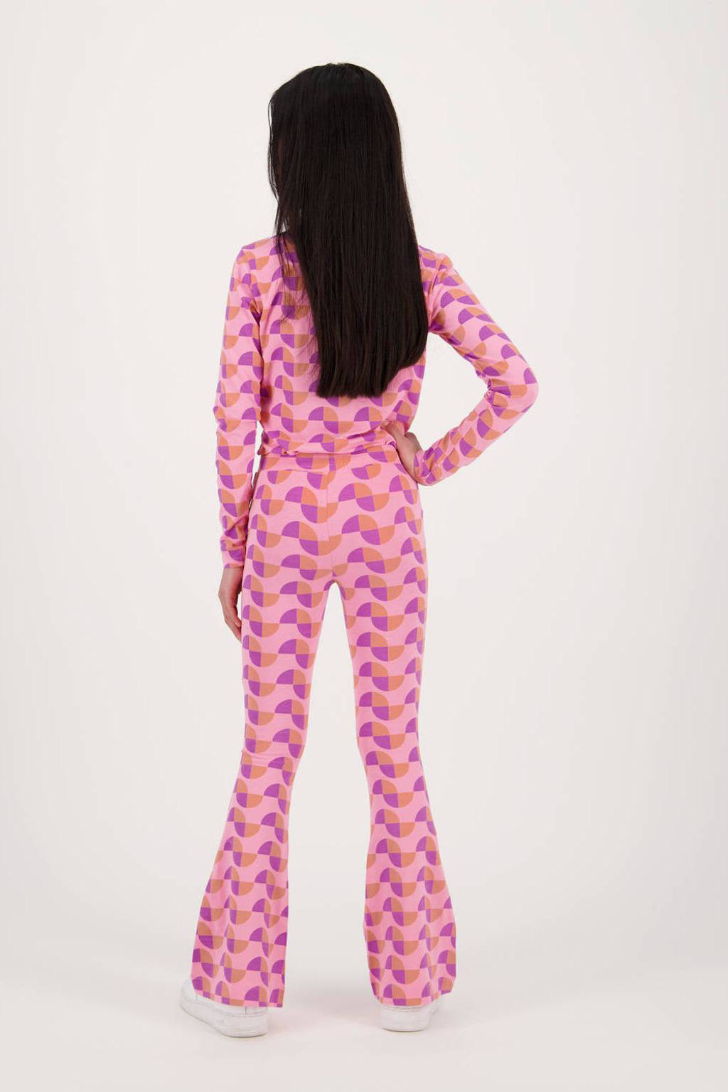 Raizzed flared broek Rae met all over print roze/paars/oranje