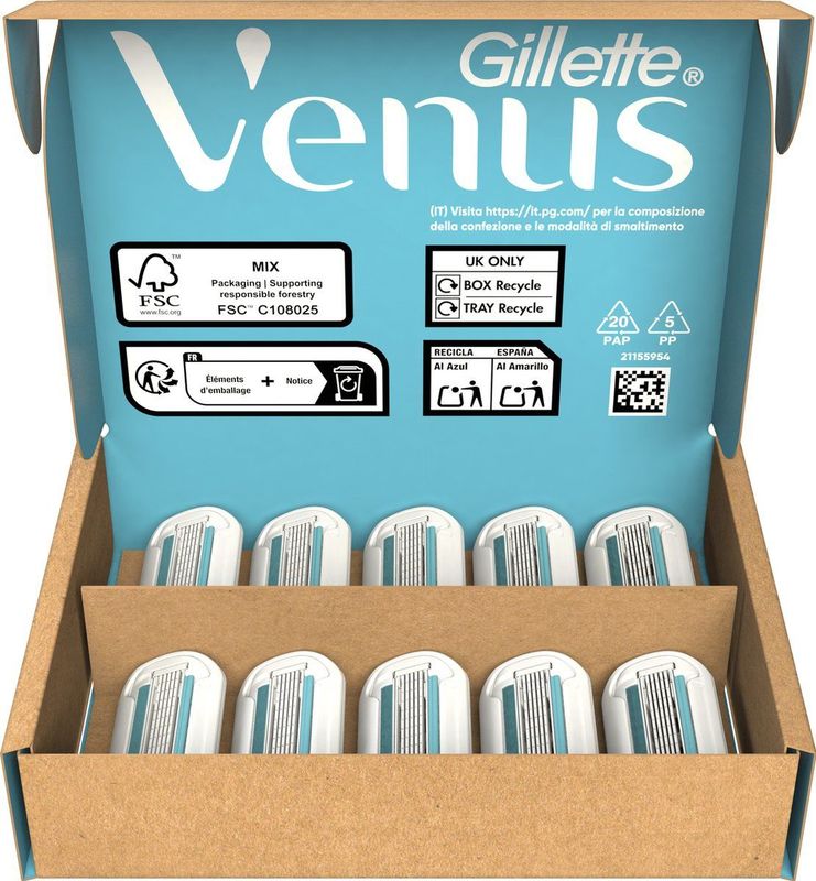 Gillette - Venus Deluxe Smooth Sensitive - Navulmesjes - 10 Stuks