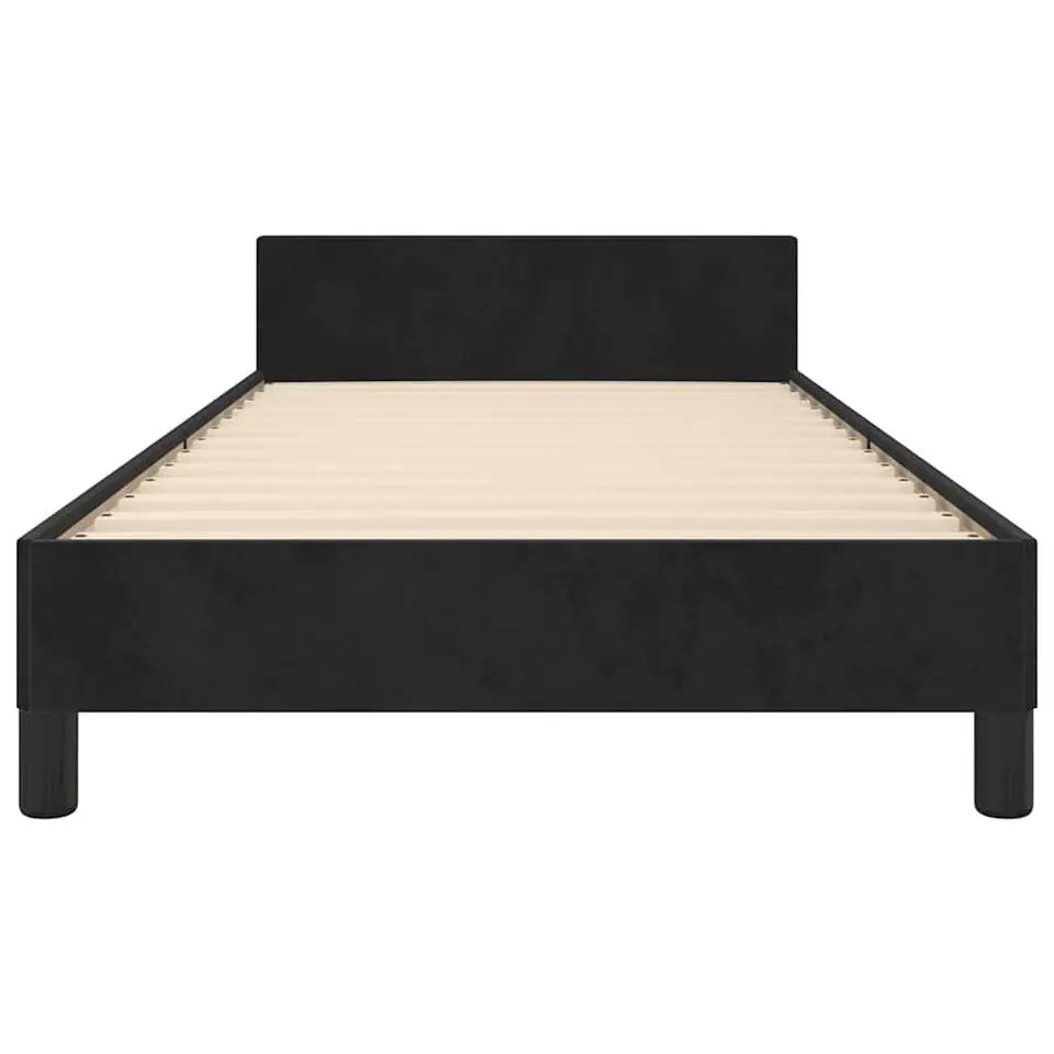 vidaXL - Bed frame met hoofdeinde zonder matras - Zwart - Fluweel - 90x200 cm