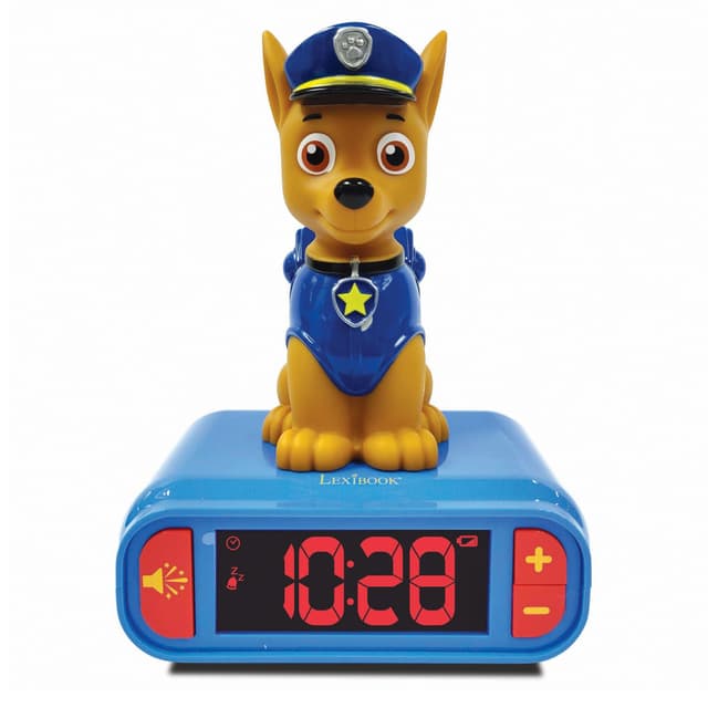 Vækkeur med natlys 3D-design Paw Patrol Chase og lydeffekter
