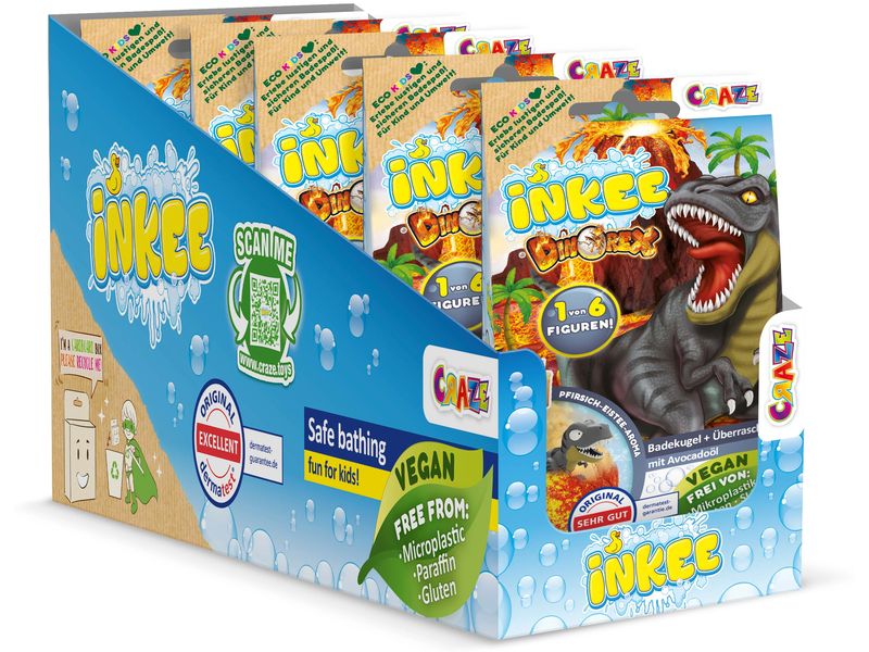 Craze Badekugel Inkee Dinorex Badebombe mit Überraschung 1 Duftet erfrischend nach Himbeere