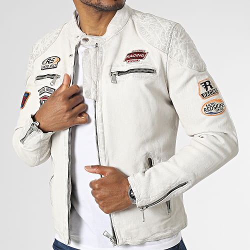 Veste Cuir Nitro Barcelona Blanc Cassé