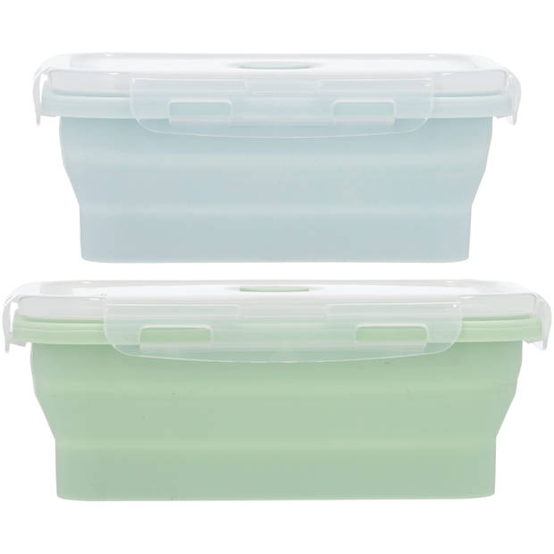 Blokker Frisse Start siliconen vershouddoos - set van 2 - opvouwbaar -750ml + 550ml