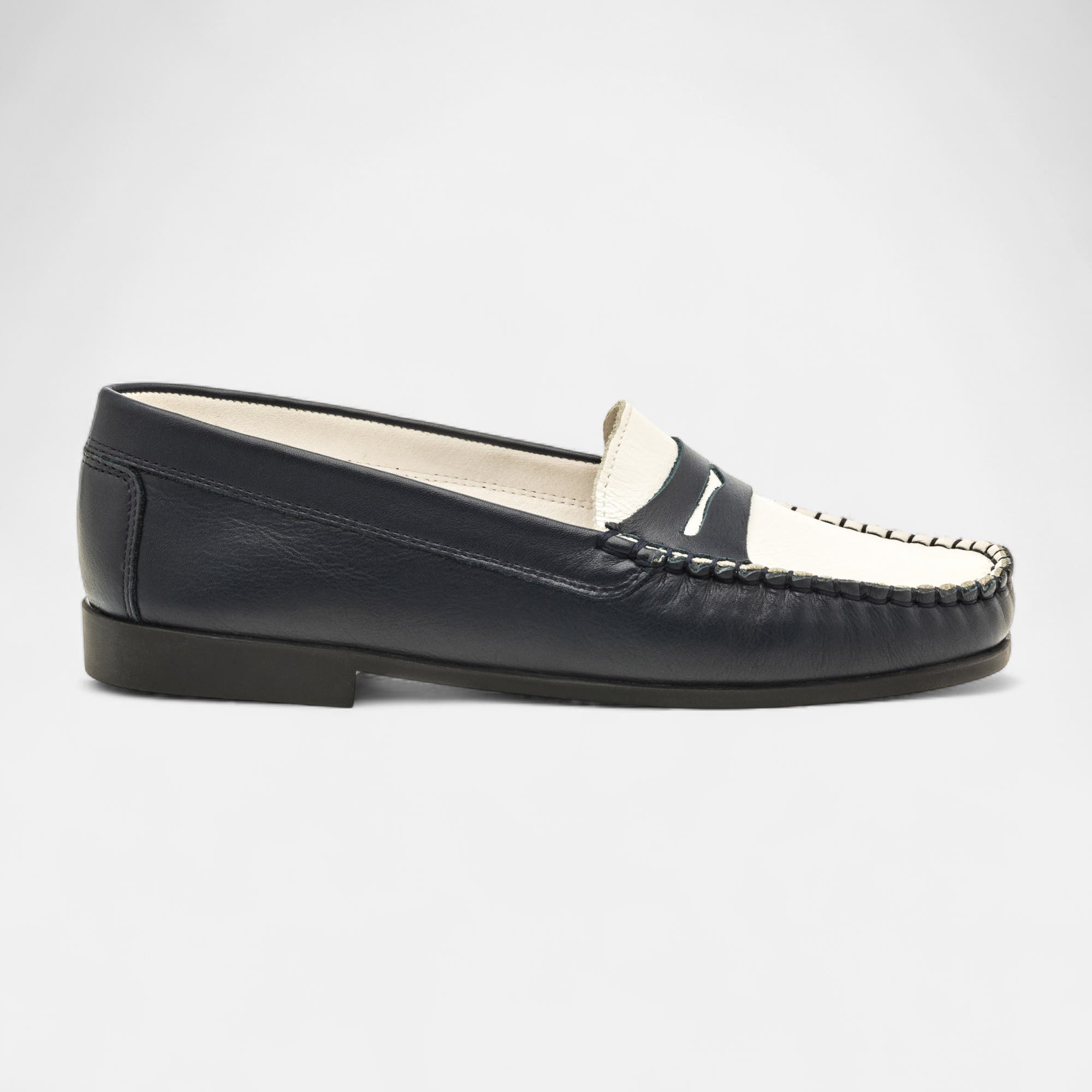 Mocassins pieds sensibles Femme en cuir bleu marine