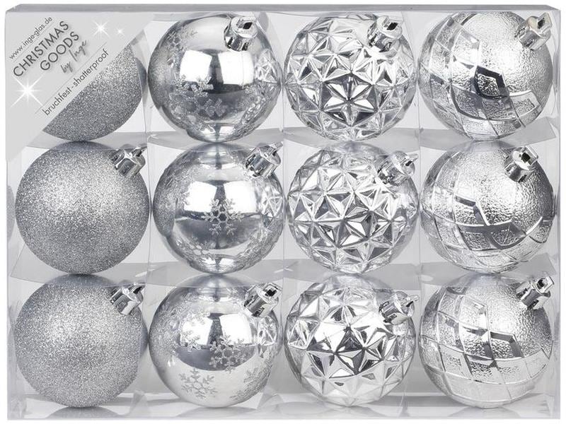 INGES CHRISTMAS DECOR Weihnachtskugel White Chritsmas Ø 6 c Christbaumkugeln Silber