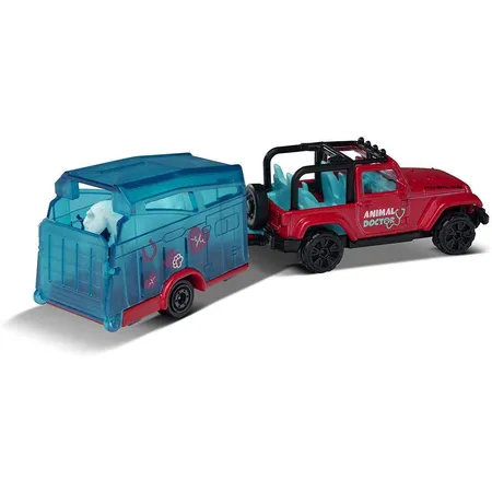 Majorette Pink Drivez Jeep Wrangler+Horse Trailer