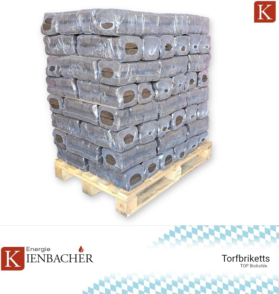 300kg Palette Torfbriketts Torfkohle Naturkohle Braunkohle Gluthalter Dauerbrenner Kamin Ofen Brenn Holz Heiz Kohle Brikett | Energie Kienbacher (300)