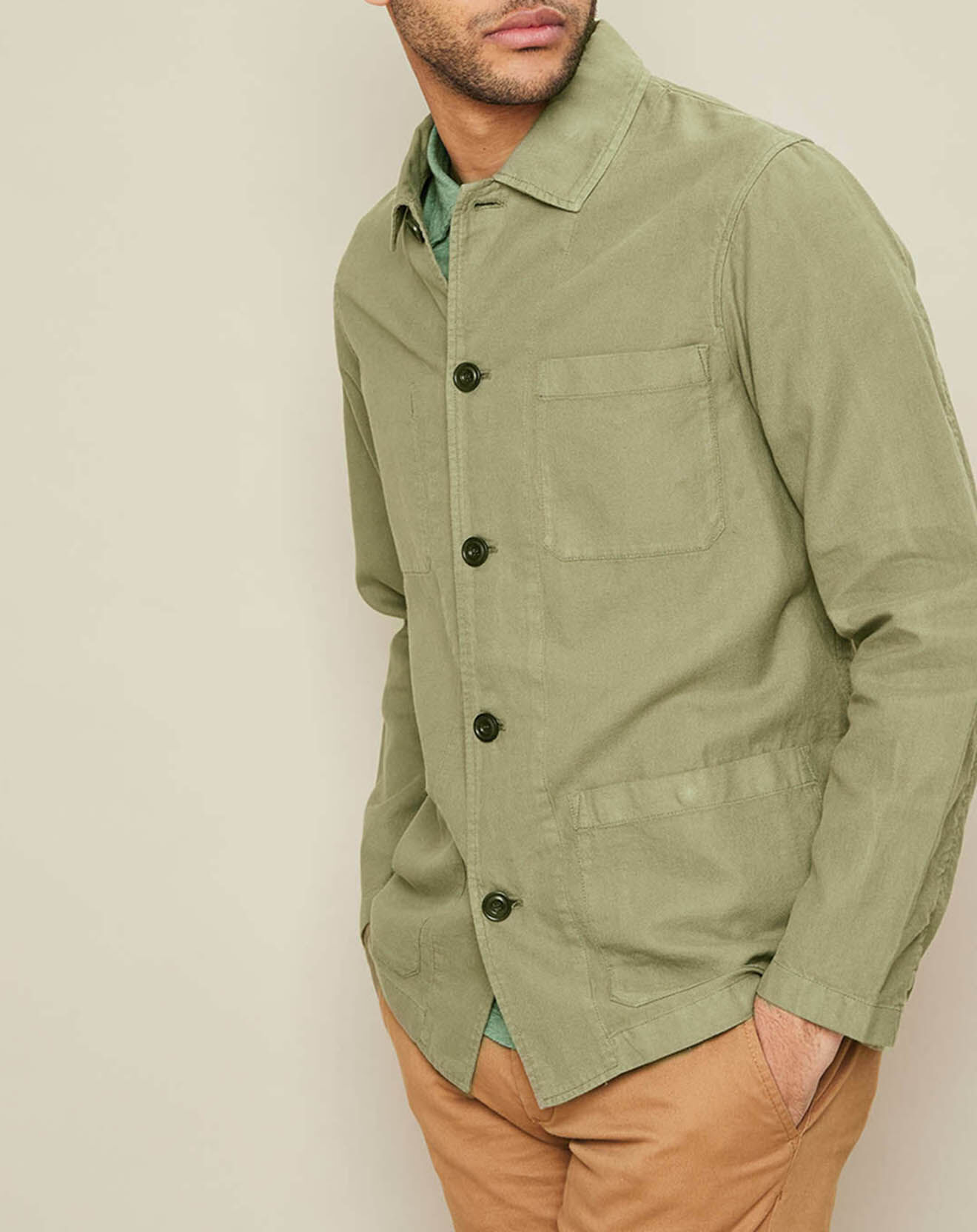 Hartford Veste en Coton & Lin Jacinto kaki