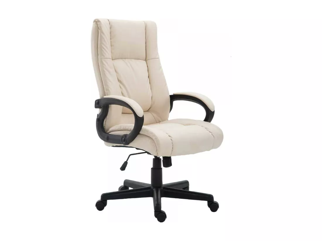 Chaise de bureau - Similicuir & Noir - Crème - XL Sparta