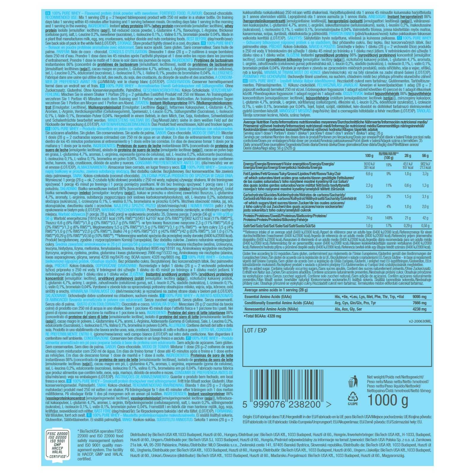 Biotech USA 100% Whey Pure 454 g