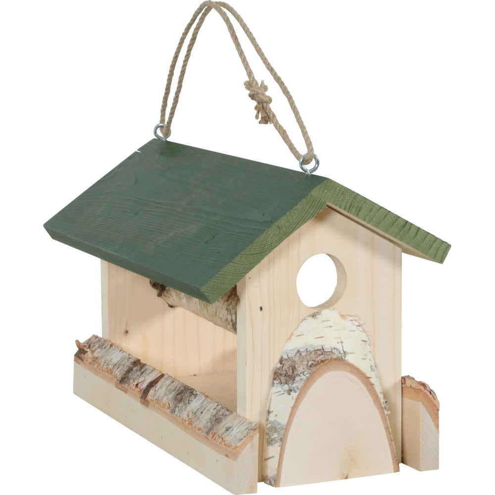 Mangeoire en bois xl 19 x 37 h 20 cm pour oiseaux