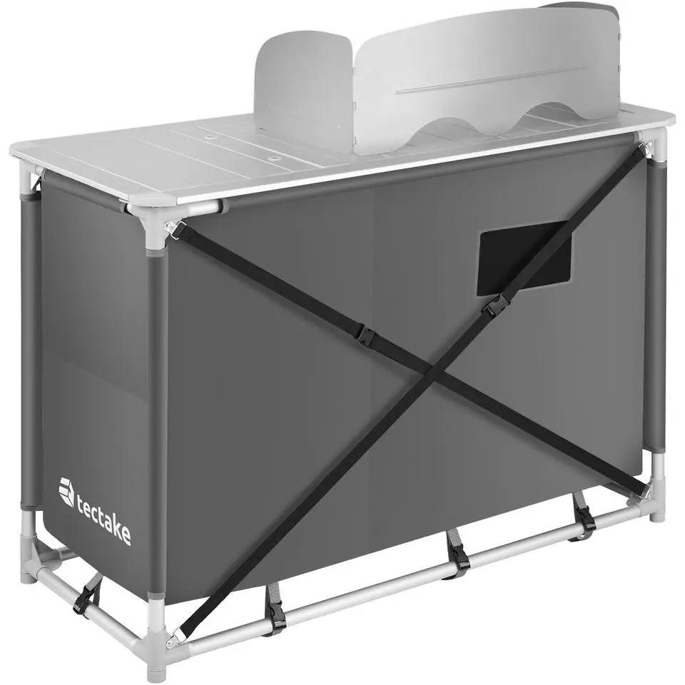 tectake - Campingkeuken 116x52x107cm, Grijs