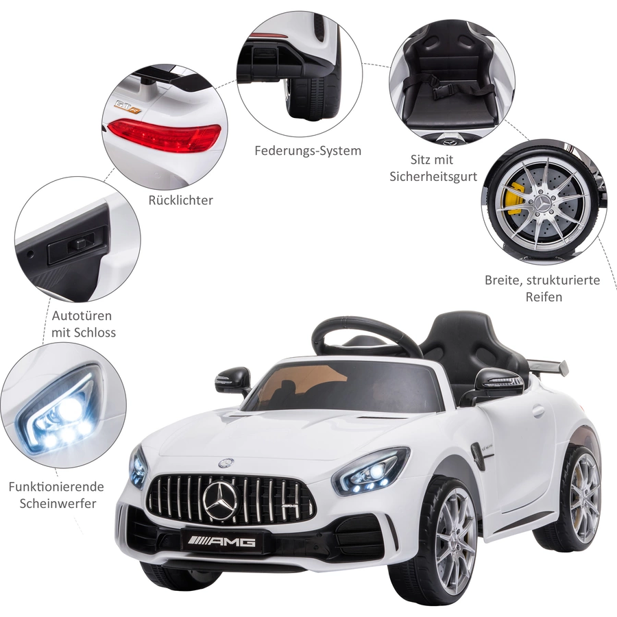 HOMCOM Kinder Elektroauto mit Scheinwerfer weiß