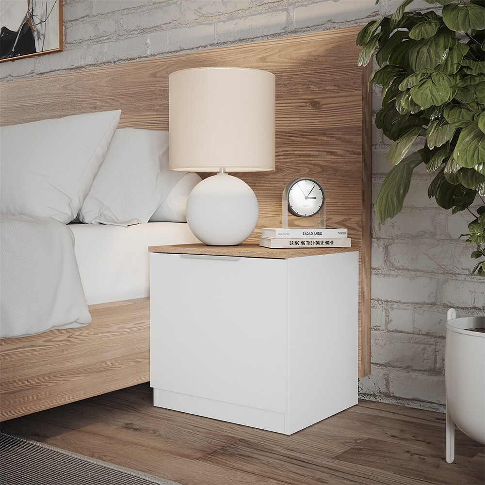 Vicco Nachttisch Betti, 50 x 50 cm, Weiß Sonoma mit 1 Klappe, Schlafzimmer