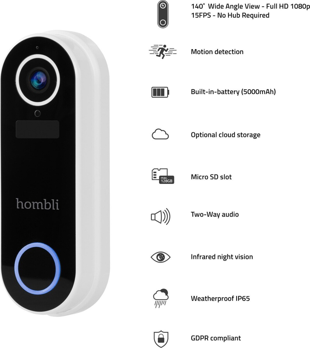 Hombli - Smart Doorbell 2 + Chime 2 - Smart Doorbell Pack