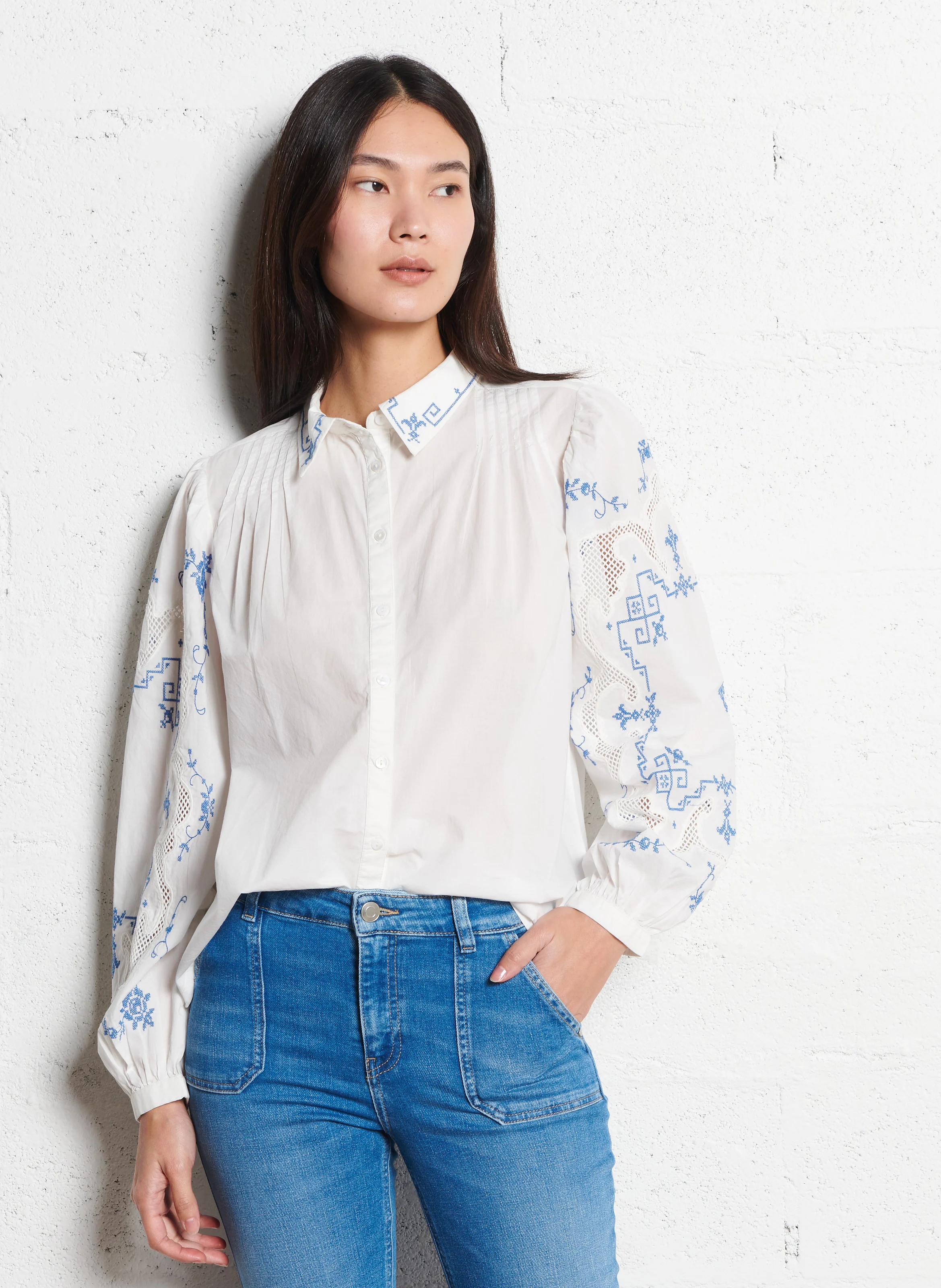 CLEMENTINE - Chemise col classique en coton | Blanc