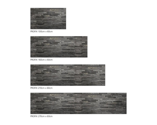 Keukenachterwand mySpotti Profix Zwarte Bakstenen stenen muur 100 x 60 cm PX-10060-1247-HB