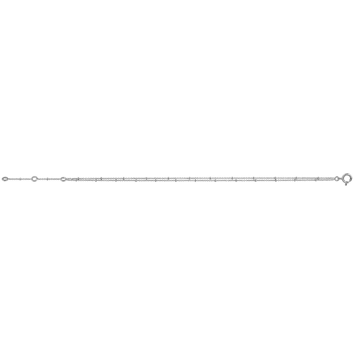 Bracelet chaine boule 2 rangs or blanc 18 carats