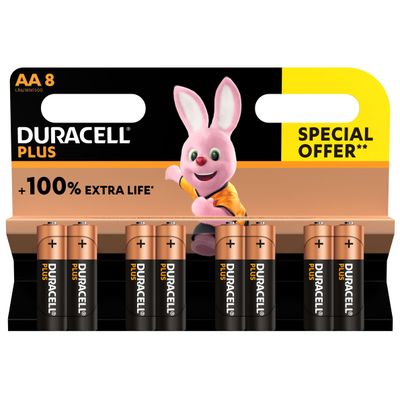 DURACELL 100% Plus offre spéciale - 8 piles alcalines - AA LR06