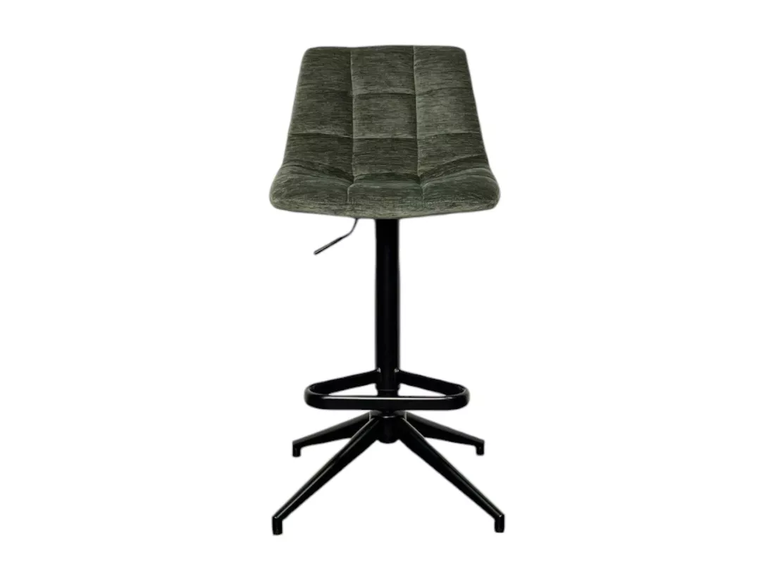 Tabouret de bar pivotant motif damier, velours vert (lot de 2) PALERME