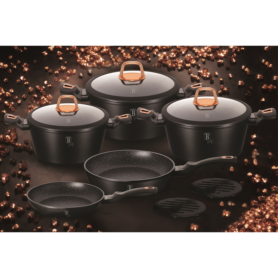 Berlinger Haus 10-teiliges Pfannen-Set Black Rose