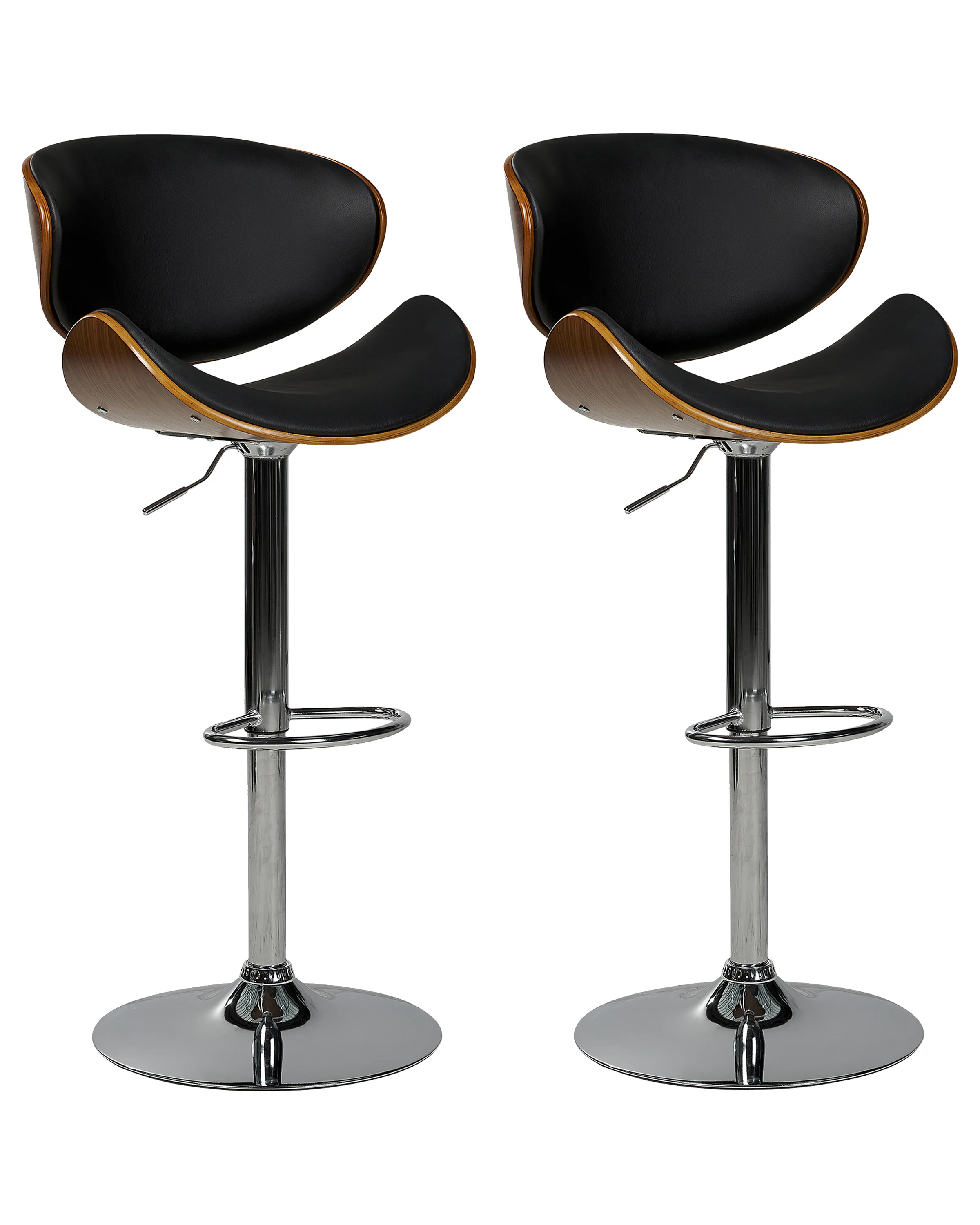 Set van 2 barstoelen ROTTERDAM Kunstleer draaibaar Zwart