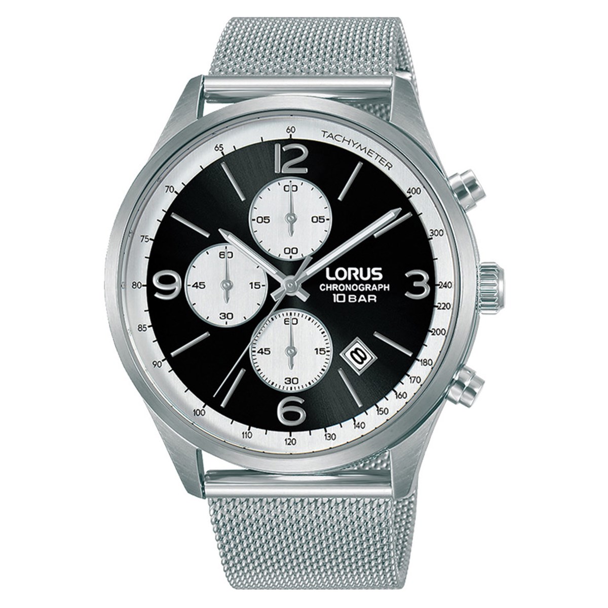 Montre Lorus maille milanaise cadran noir chrono