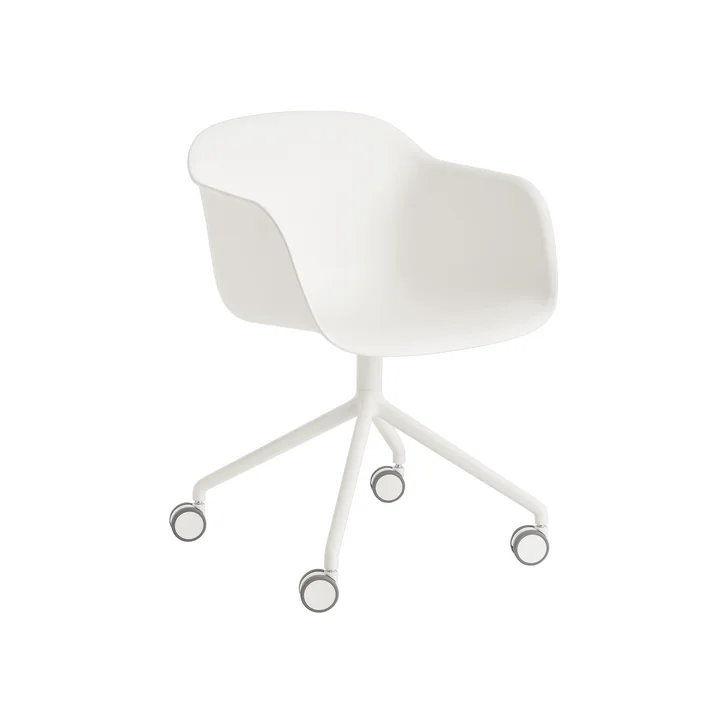 Muuto - Fiber Armchair Swivel mit Rollen, weiss