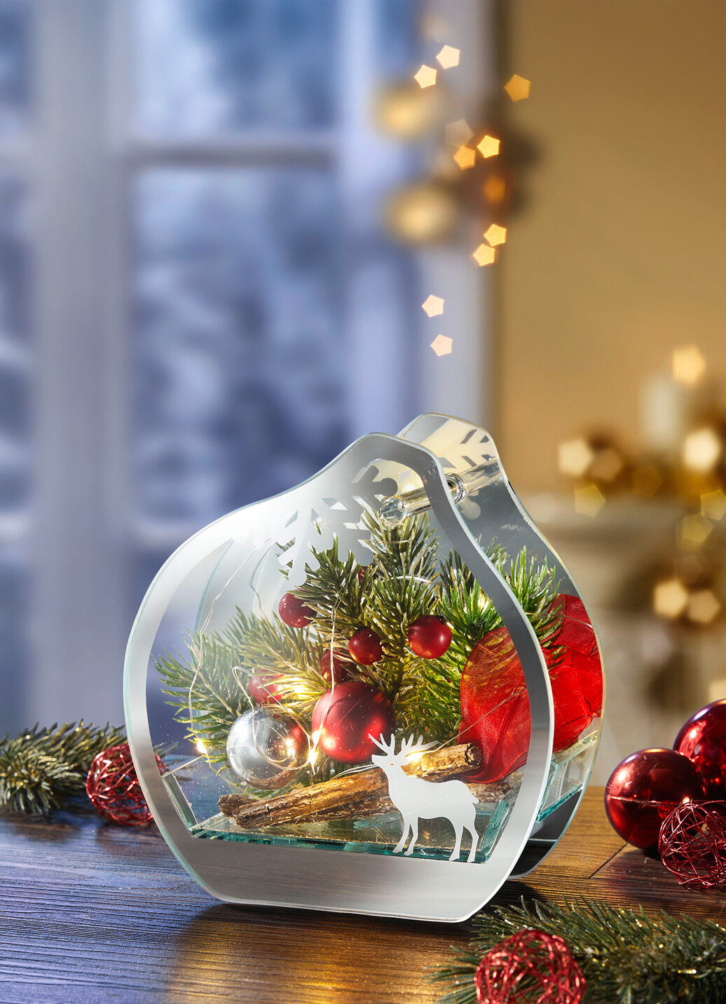 Glasdekoration mit LED-Beleuchtung