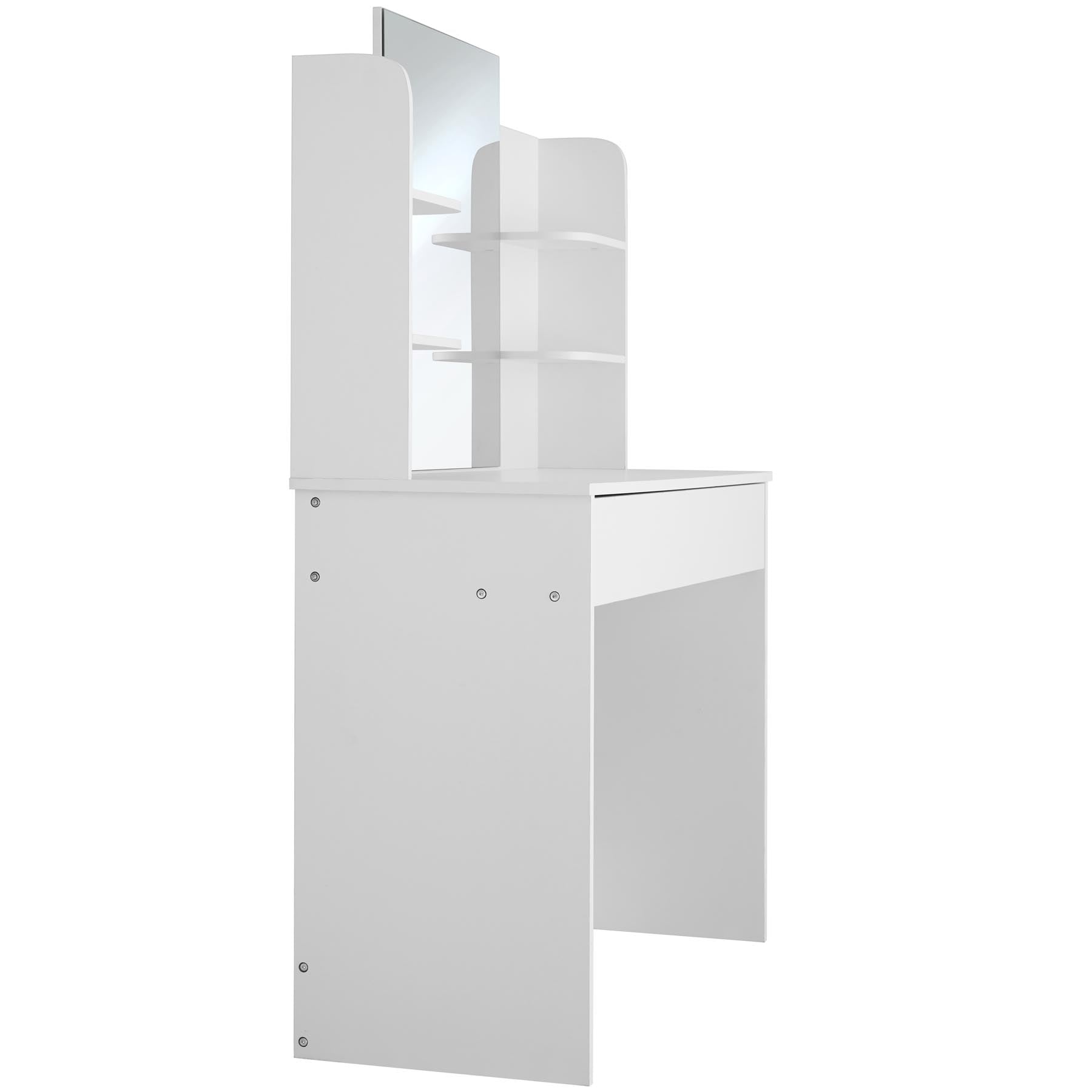 tectake® Schminktisch, im modernen Look, breite, unterteilte Schublade, 4 seitliche Fächer, 100 x 40 x 139,5 cm