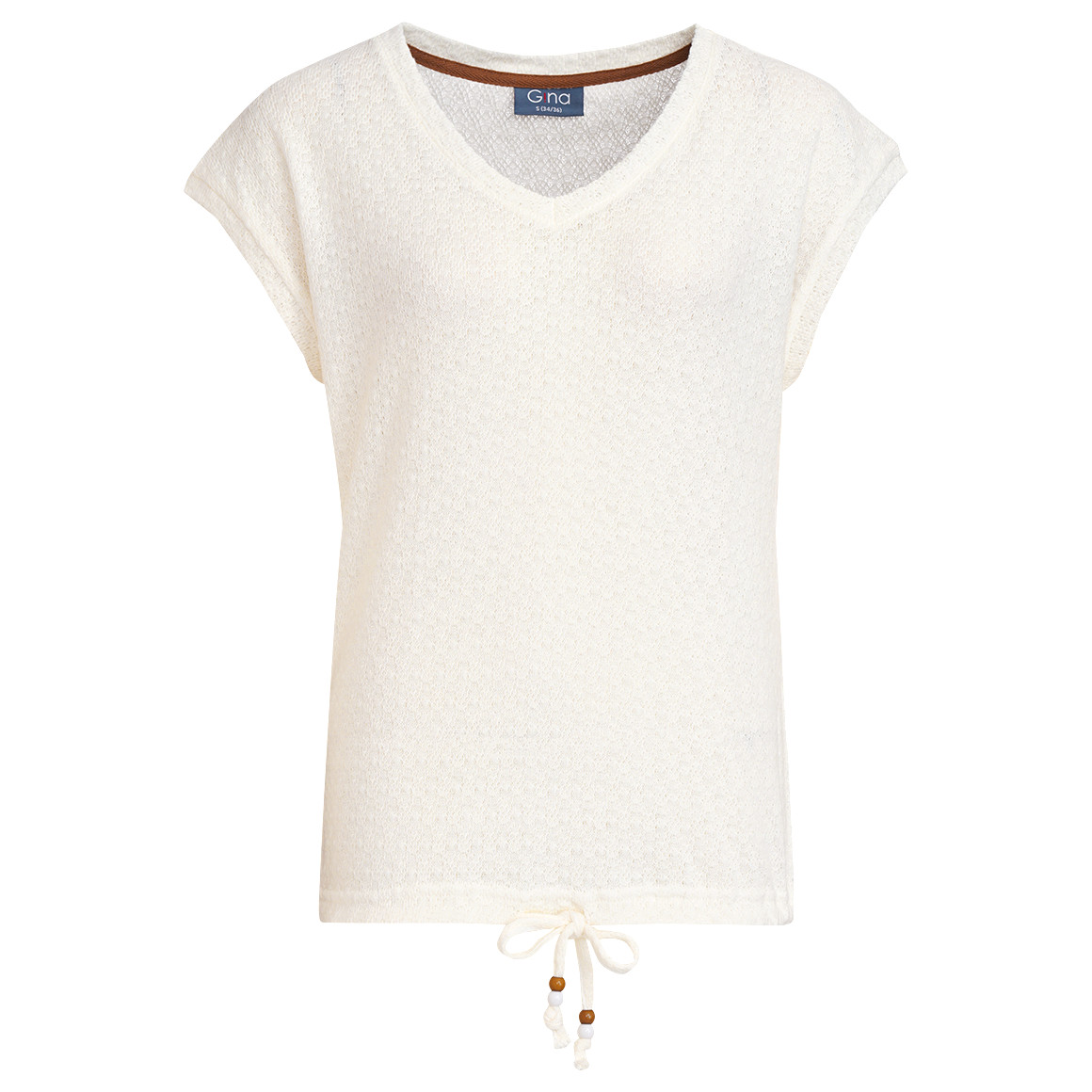 Gina Damen T-Shirt mit Knotendetail weiss