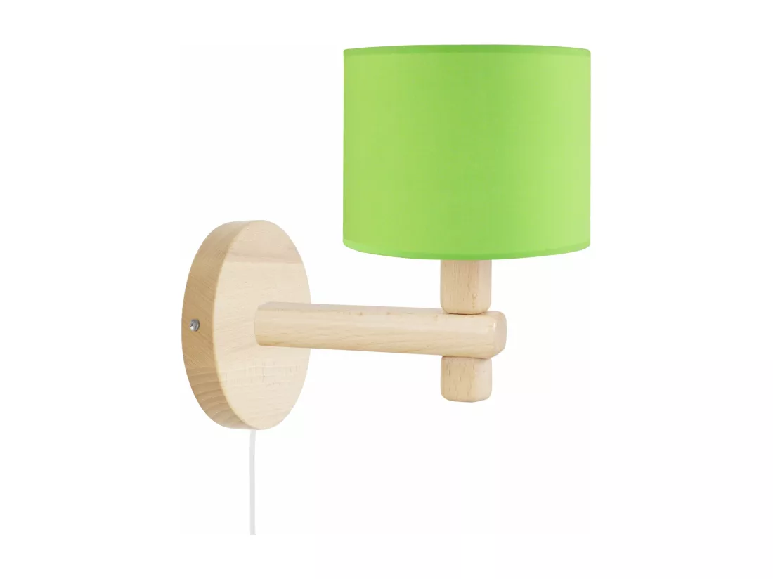 Applique abat-jour vert bois naturel 21cm.