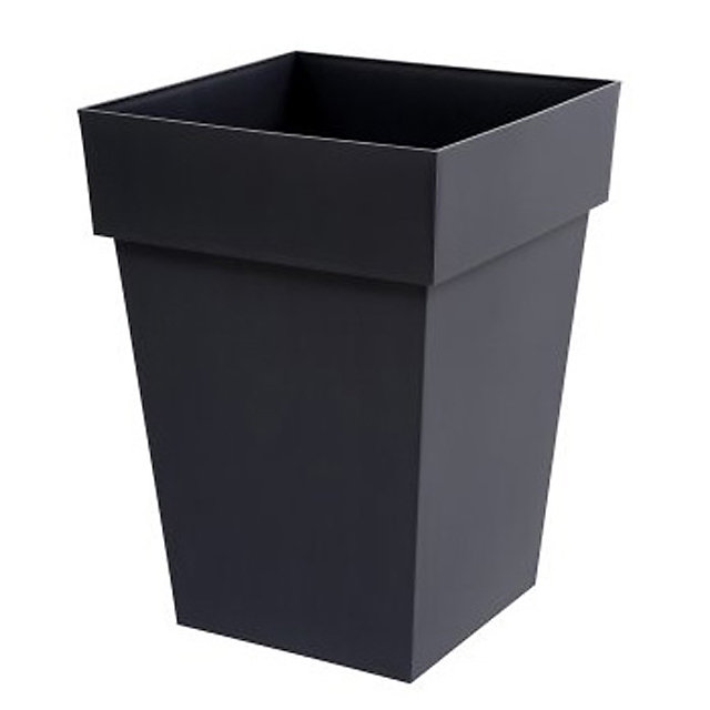 Pot carré polypropylène Eda Toscane gris foncé 39 x 39 x h. 65 cm
