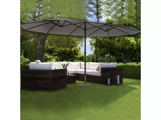 Parasol double 2,7 x 4,6m gris VENICE