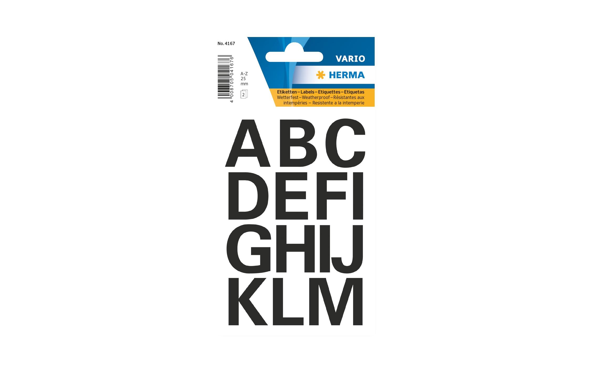 Namensetiketten A – Z, 2.5 cm, SchwarzSelbstklebende Buchstaben