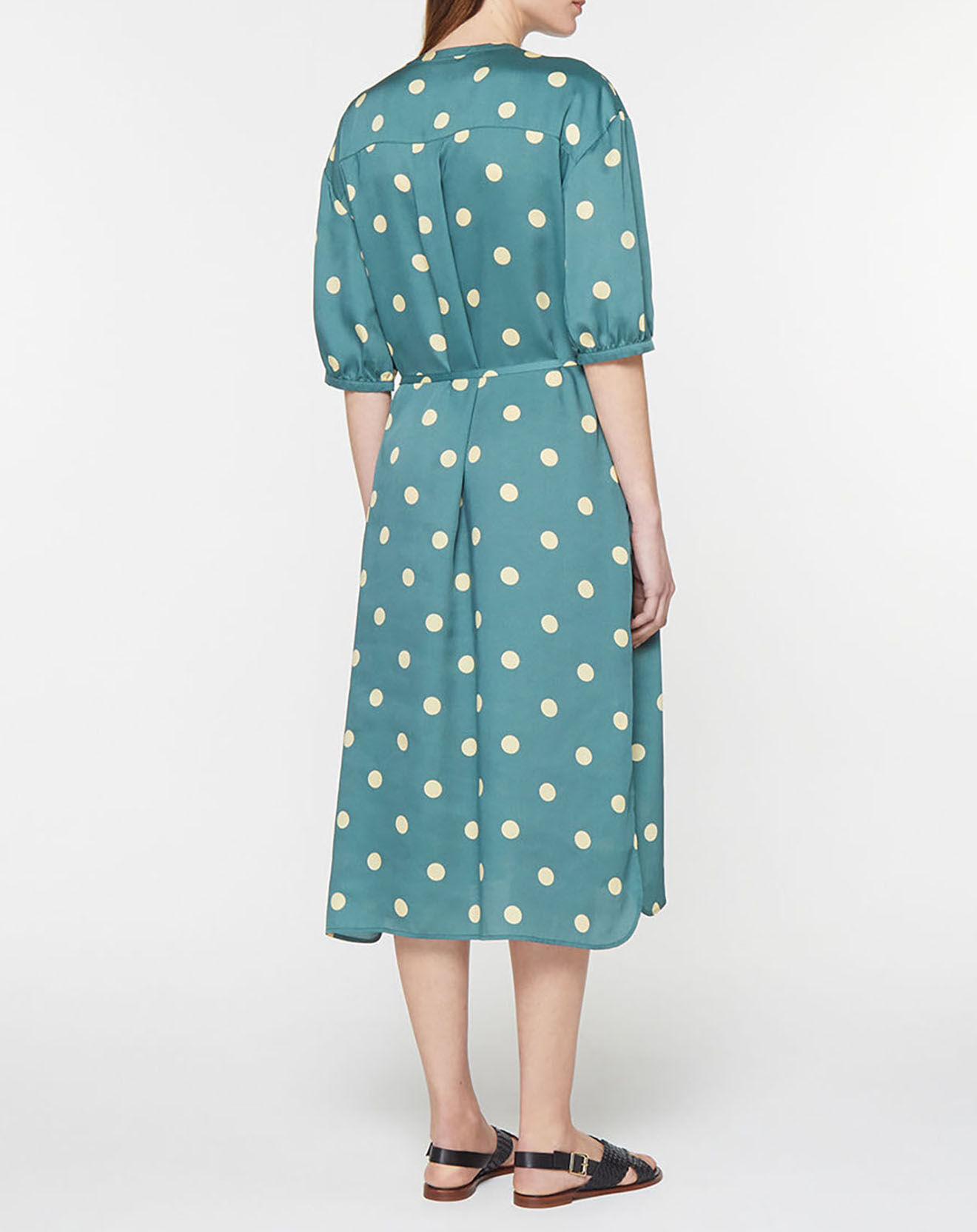Jodhpur Robe chemise effet satinée Mona à pois verte