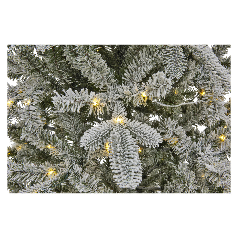 Naturtro juletre med kunstsnø og LED-belysning 230 cm