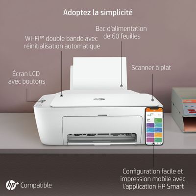 HP Deskjet 2710E All-in-One - imprimante multifonction jet d'encre couleur A4 - Wifi, Bluetooth, USB, éligible Instant Ink