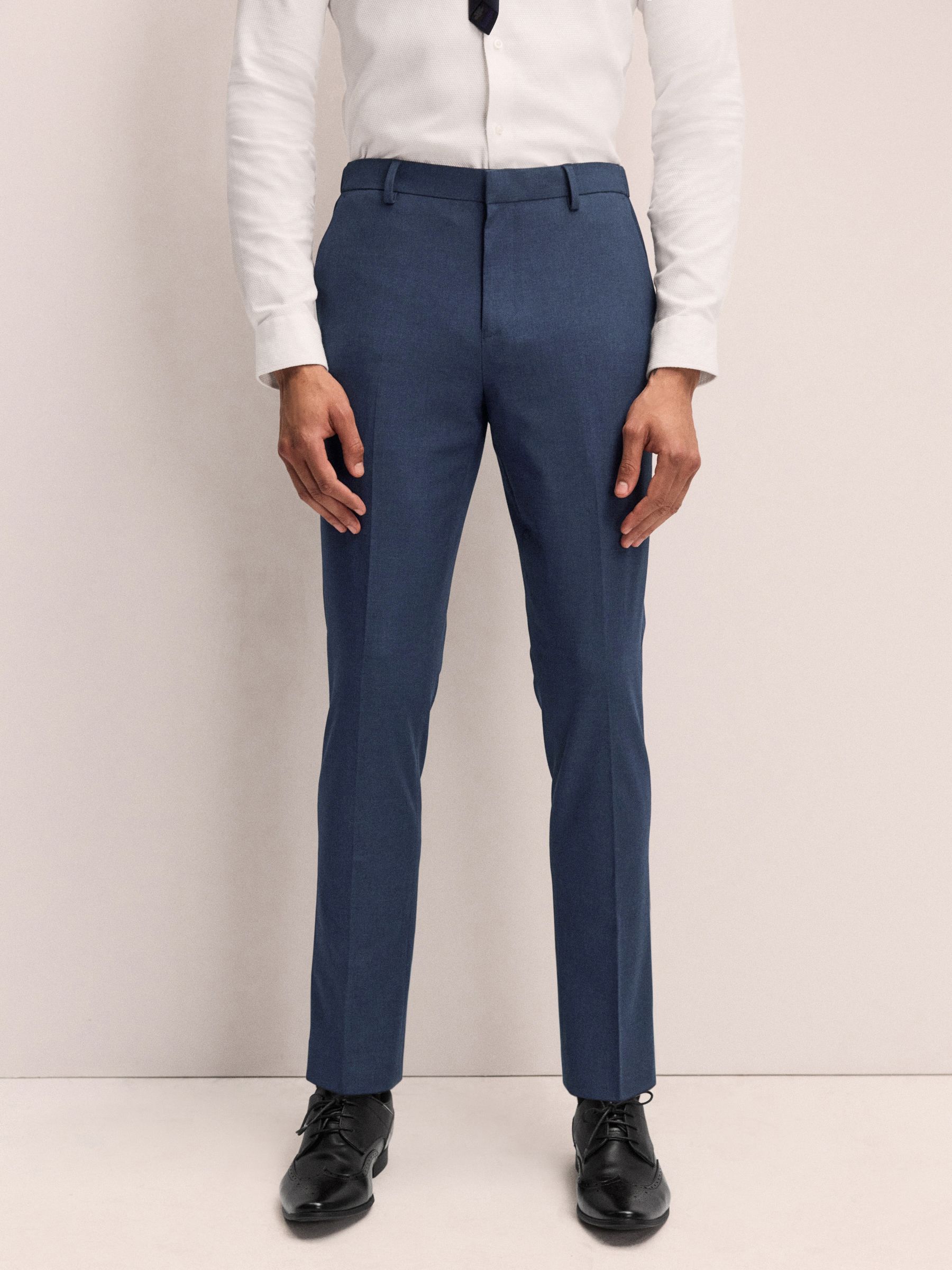 Donkerblauw - Slim Fit - Elasticated Waist Motionflex Stretch Smart Trousers