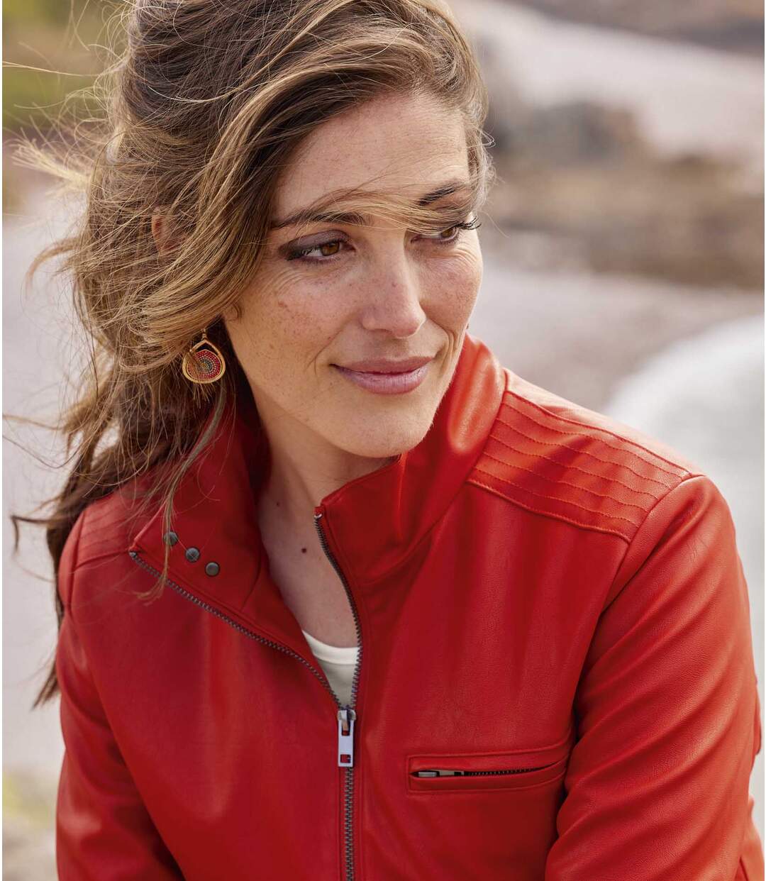 Veste Simili Cuir Rouge