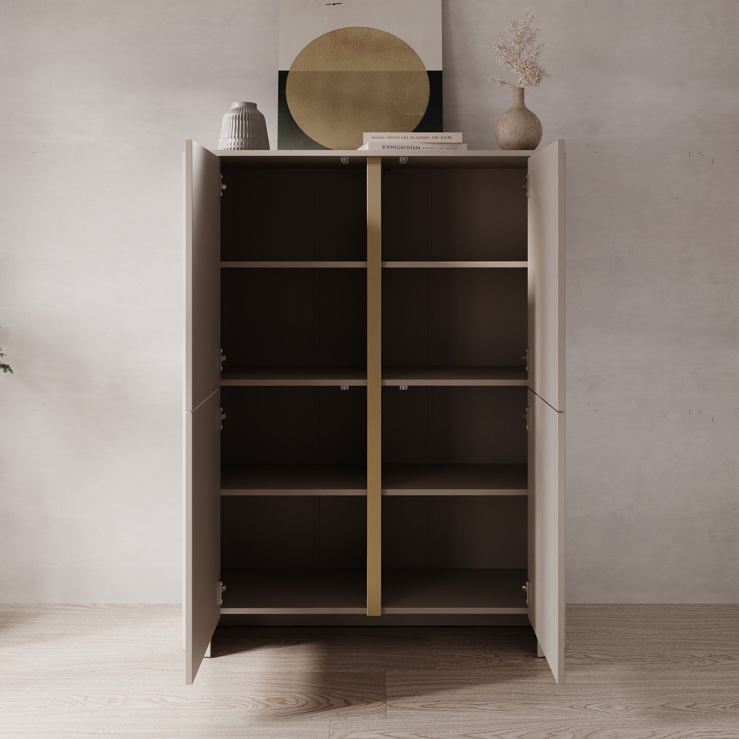 Meubella - Barbados - Dressoir - Beige - 103x39x132 cm